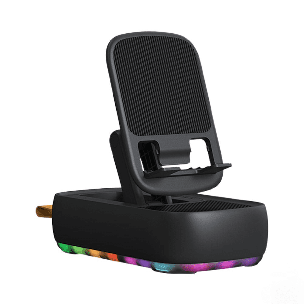 Genérico - Soporte 3 En 1 Para Teléfono Móvil Altavoz Power Bank Con Luz Intermitente Inteligente Soporte Multifuncional De Sobremesa Para Teléfono-negro