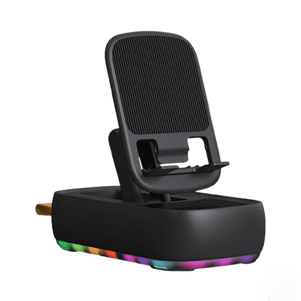 Soporte 3 en 1 para teléfono móvil Altavoz Power Bank con luz intermitente inteligente Soporte multifuncional de sobremesa para teléfono-Negro