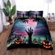 thumbnail image 1 of 3pcs Halloween Theme Duvet Cover Set, Horror Pumpkin Tombstone Hand Print Bedding Set, Soft Comfortable Duvet Cover, For Bedroom, Guest Room (1*Duvet Cover + 2*Pillowcase, Without Core), 1 of 3