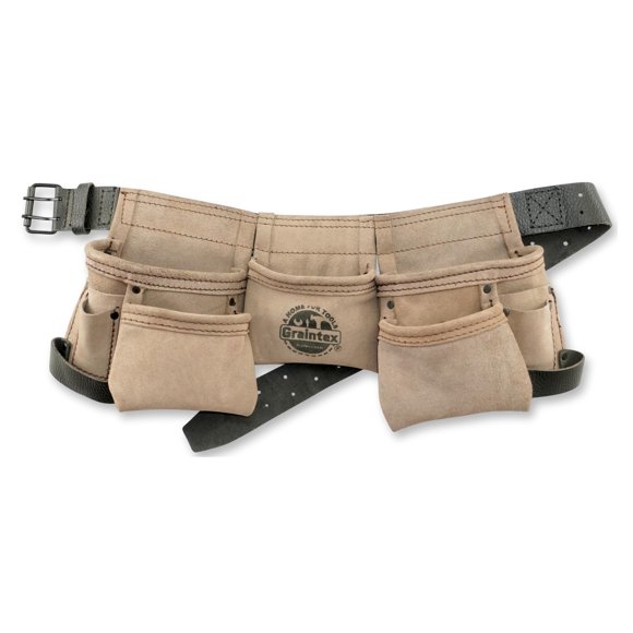 Cinturón para herramientas Graintex DS2243 para niños con 9 bolsillos, color beige