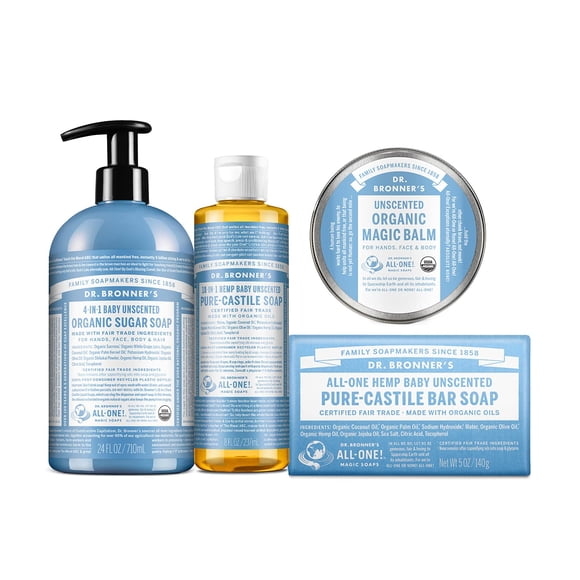 Set de regalo de jabones puros de Castilla Pura sin perfume Dr. Bronner's Baby