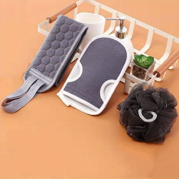 3pcs Exfoliating Bath Cloth Set - Get Deep, Heavy Exfoliation with Dead Skin Remover & Back Scrubber!