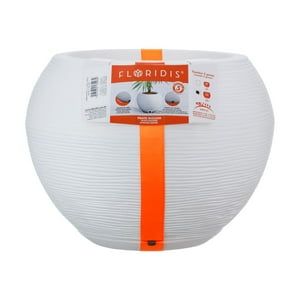 Macetero Floridis Blanco Florencia 32 Cm Alto Con Plato