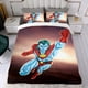 thumbnail image 4 of Capitán Planeta Conjunto de sábanas temático, trío de piezas, cómodo y amigable con la piel, diseño único, regalo de decoración para el hogar para familiares, amigos y fans,140cm *210cm, 4 of 6