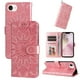 thumbnail image 1 of Funda tipo cartera FOXDOCK para iPhone 16e , diseño girasol en relieve, cuero PU, cierre magnético, soporte y tarjetero, 1 of 5