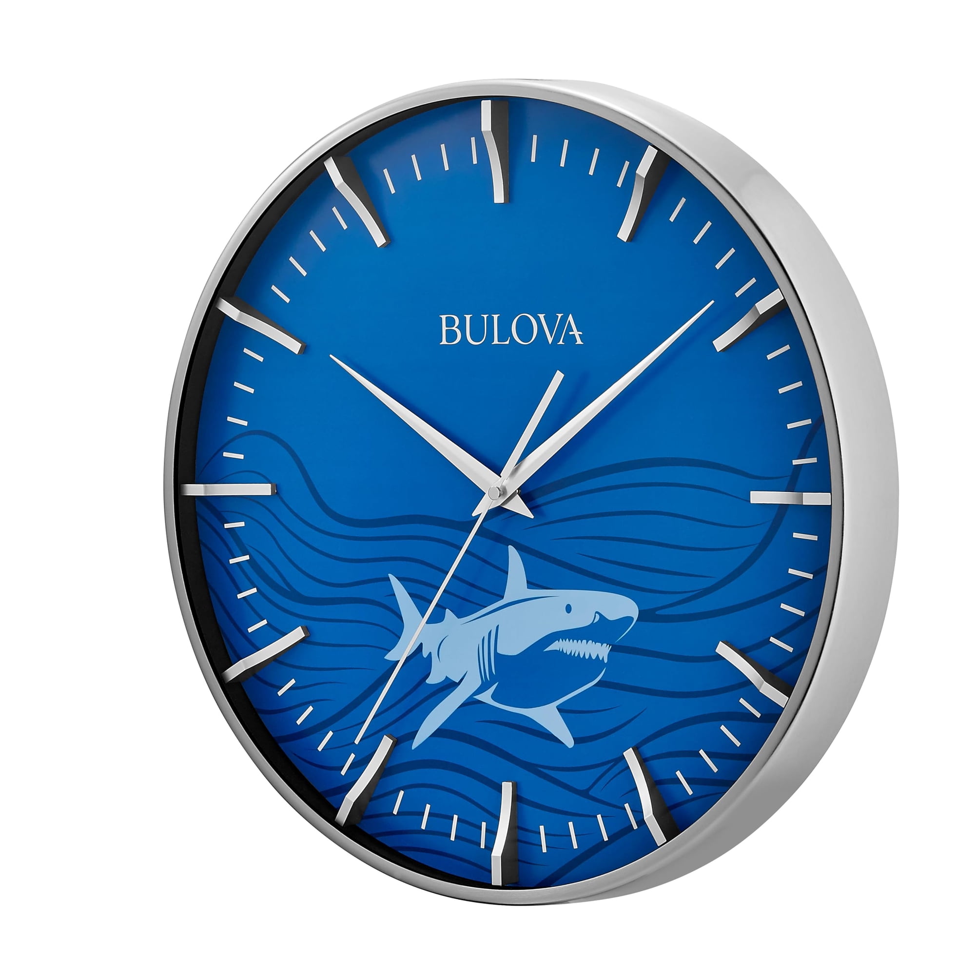 Reloj De Pared Bulova C4386 Mako, 40 Cm, Caja De Acero Niquelado Satinado
