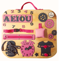 Genérico - Panel Sensorial Montessori 10 Actividades Tamaño L Rosado