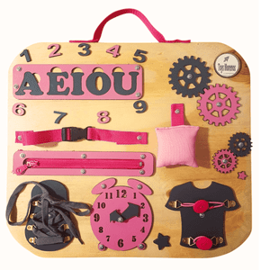 Genérico - Panel Sensorial Montessori 10 Actividades Tamaño L Rosado