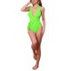 thumbnail image 2 of Monokini de Cuello en V Profundo para Mujer de INSPIRE CHIC con Cordones Cruzados y Control de Abdomen de Corte Alto, Traje de Baño de 1 Pieza Pequeño Verde Fluorescente, 2 of 5