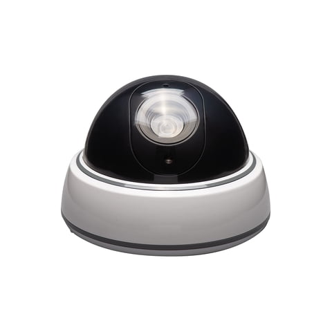 Cámara De Seguridad Falsa Tipo Domo Sabre Con Luz Roja Parpadeante Blanca