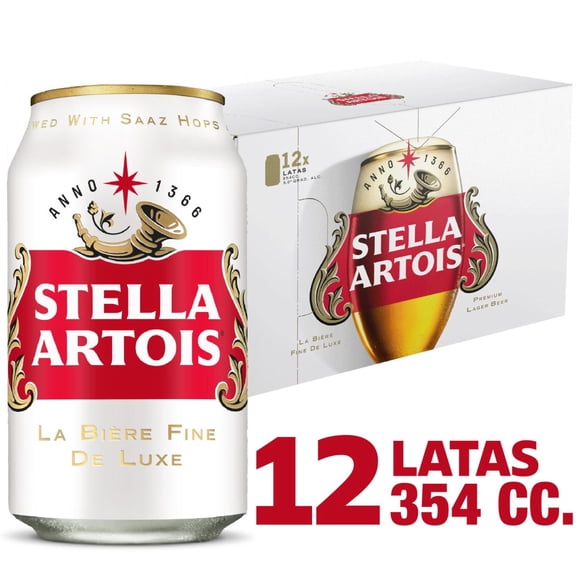 Cerveza Stella Artois Premium Lager Lata Pack, 12 Un 354 ml c/u
