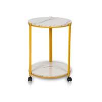 Novahus - Mesa De Centro Lateral Redonda Blanca