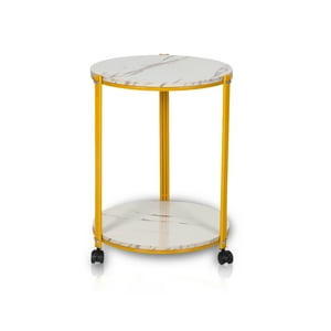 Novahus - Mesa De Centro Lateral Redonda Blanca