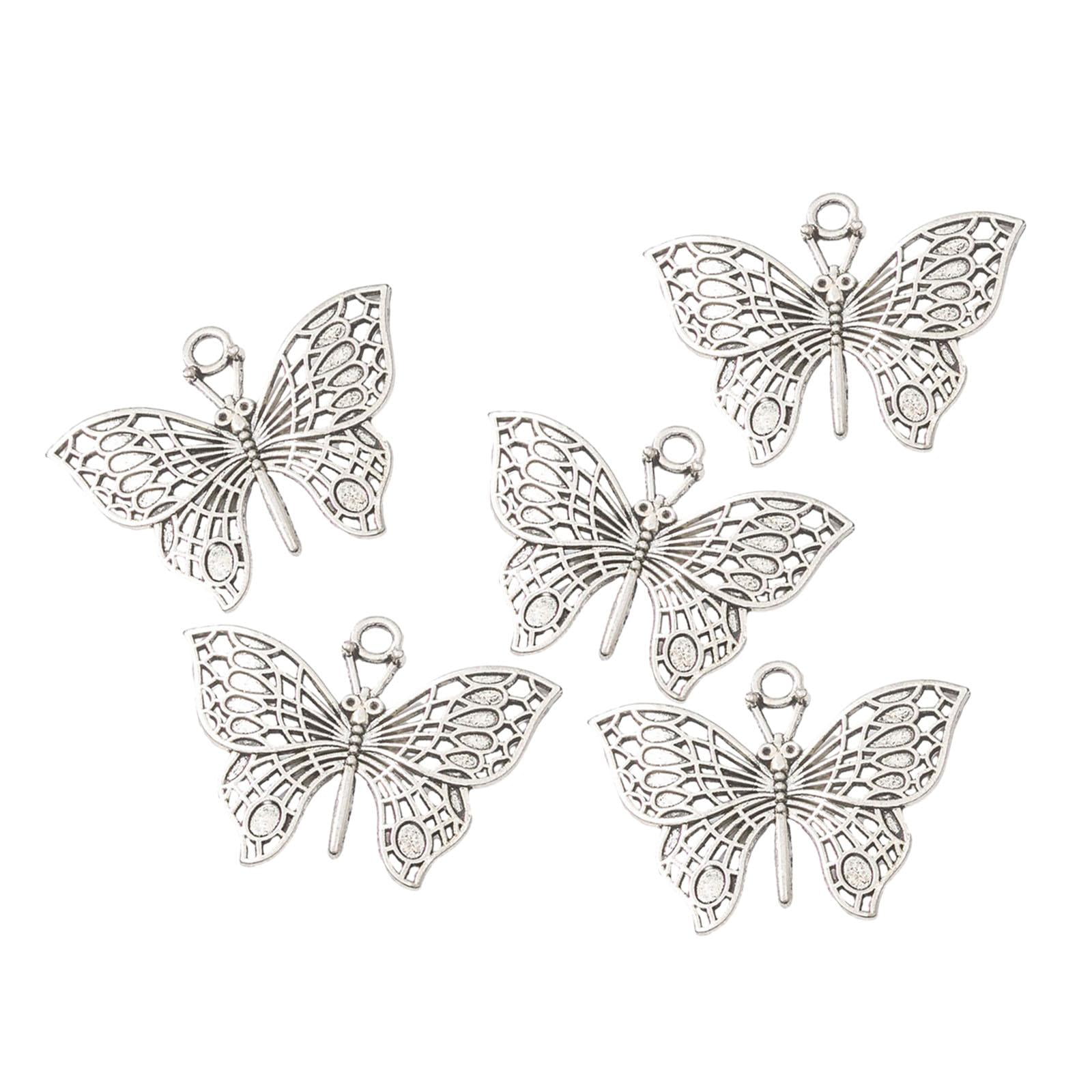 Magideal - 50 Piezas De Dijes De Mariposa, Accesorios En Forma De Mariposa, Mini Colgante De Mariposa De Metal Vintage Para Horquilla, Collar De Manualidades Diy , Estilo B