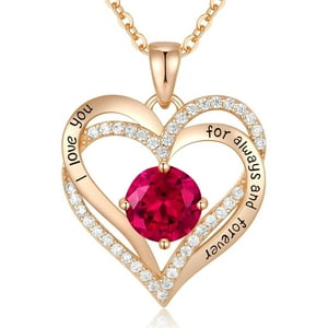 Heshpaws - Collar Colgante De Amor De Amor Con Piedra De Nacimiento Zirconia, Regalo De Joyería De Las Mujeres Para La Navidad, Cumpleaños, Aniversario