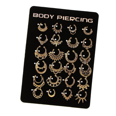 Ioensy - Forma De C Anillos En La Nariz Piercing En La Nariz Joyería Septum Hanger Clip Gold