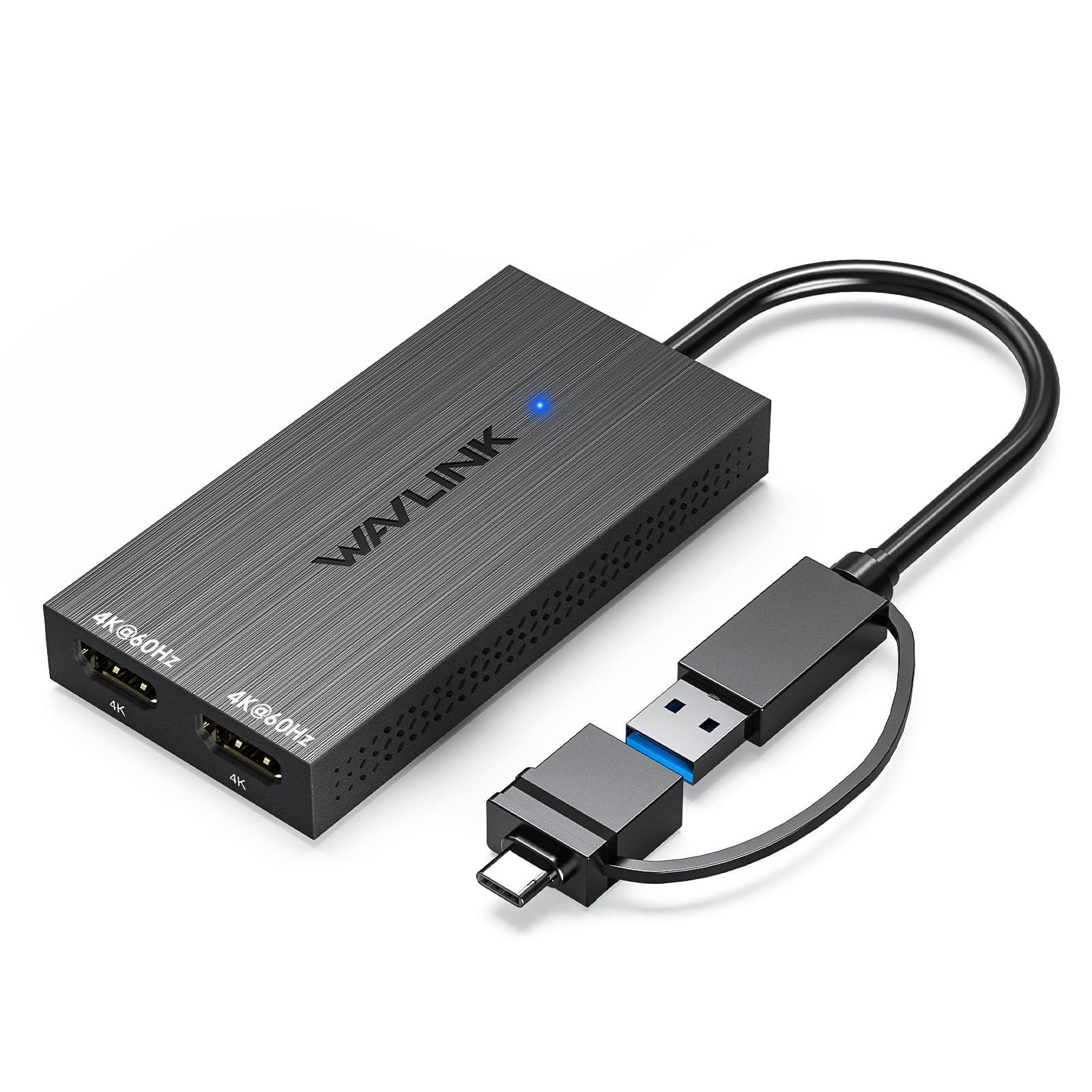 Adaptador Hdmi Dual Wavlink Usb-c Y Usb-a 4k @60hz Para 2 Monitores