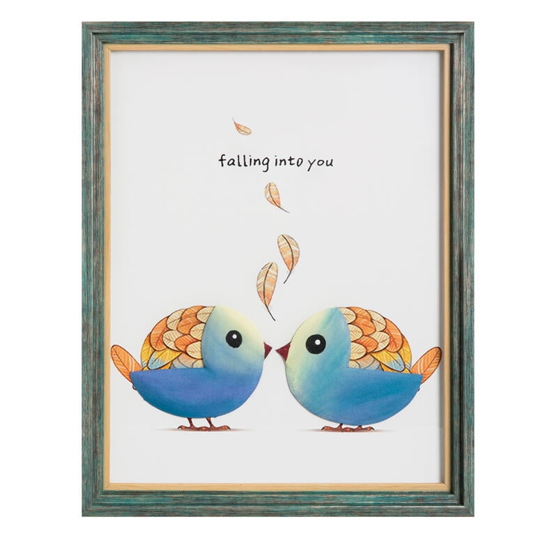 Vgo - Cuadro Enmarcado 43x53 Pajaritos C/relieve Mod2