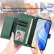 thumbnail image 3 of Funda tipo cartera para Realme C61 con bolsillo con cremallera, tarjetero, soporte, correa para la muñeca y tapa de cuero verde, 3 of 5