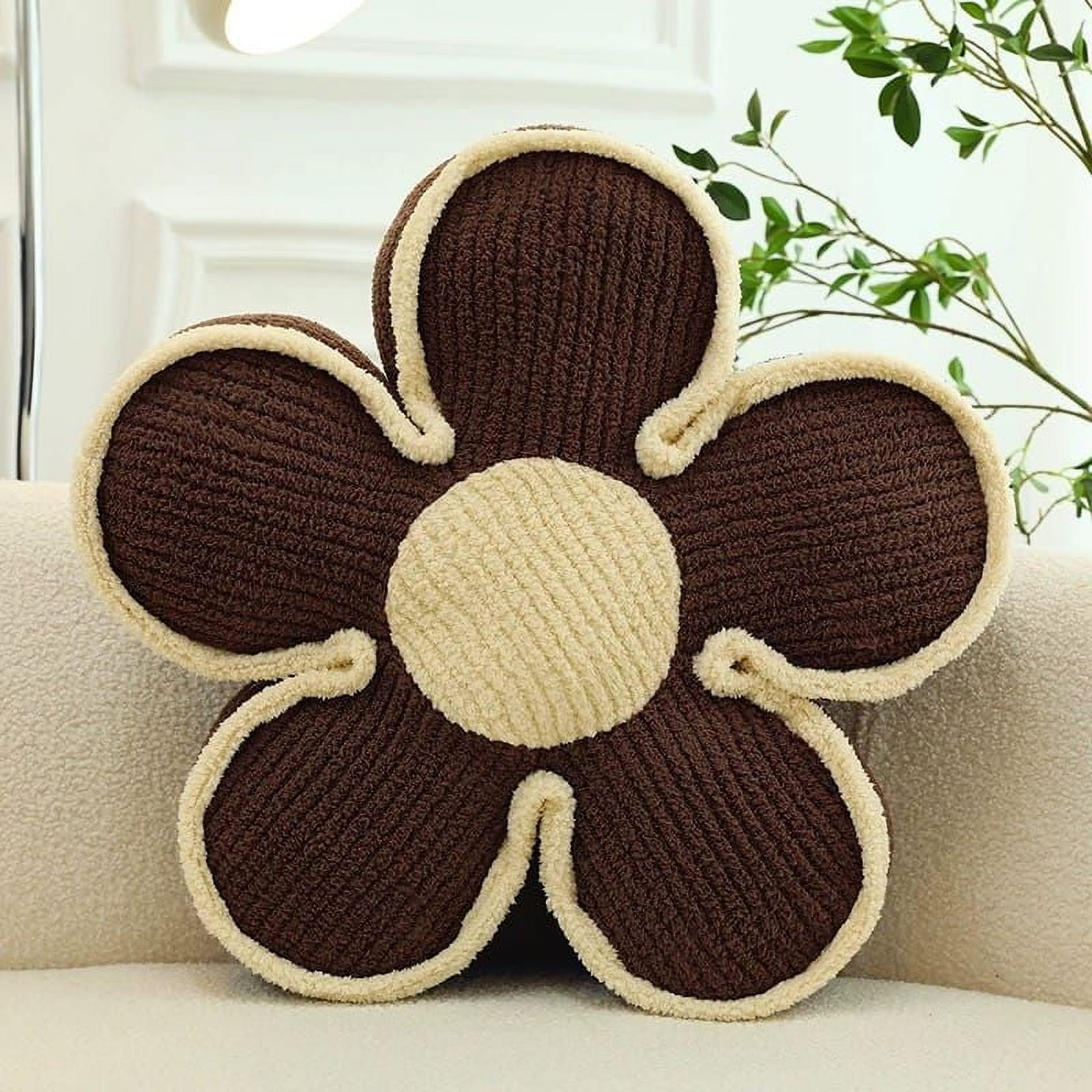 Genérico - Set De 2 Cojines Diseño Flor Color Café