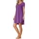 thumbnail image 4 of INSPIRE CHIC Vestido de Dormir para Mujer con Cuello en V, Manga Corta, Abertura Lateral y Ribete en Contraste para Primavera Verano S Púrpura Oscuro, 4 of 6