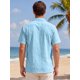 thumbnail image 3 of INSPIRE CHIC Camisa de Punto Hueco para Hombre de Manga Corta con Botones Textura Transpirable Camisas de Playa de Verano 2XL Azul, 3 of 5