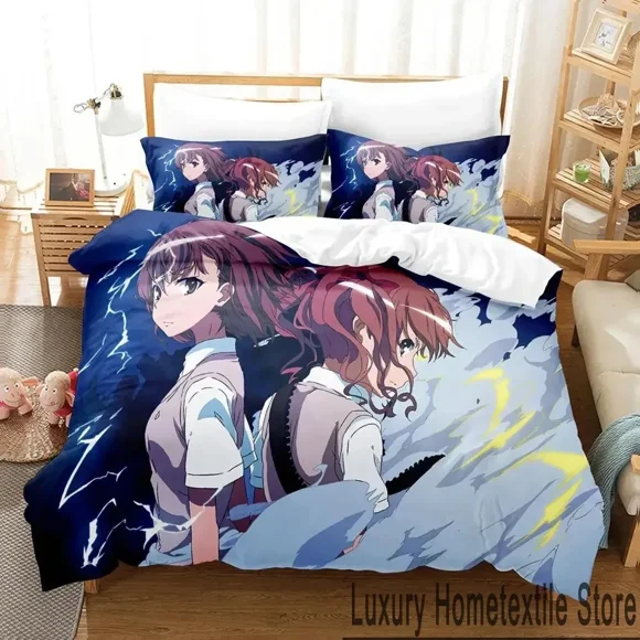Misaka Mikoto A Certain Magical Index Railgun Bedding Set Boys Girls Size Duvet Cover Pillowcase Bed boys Adult Bed Sheets