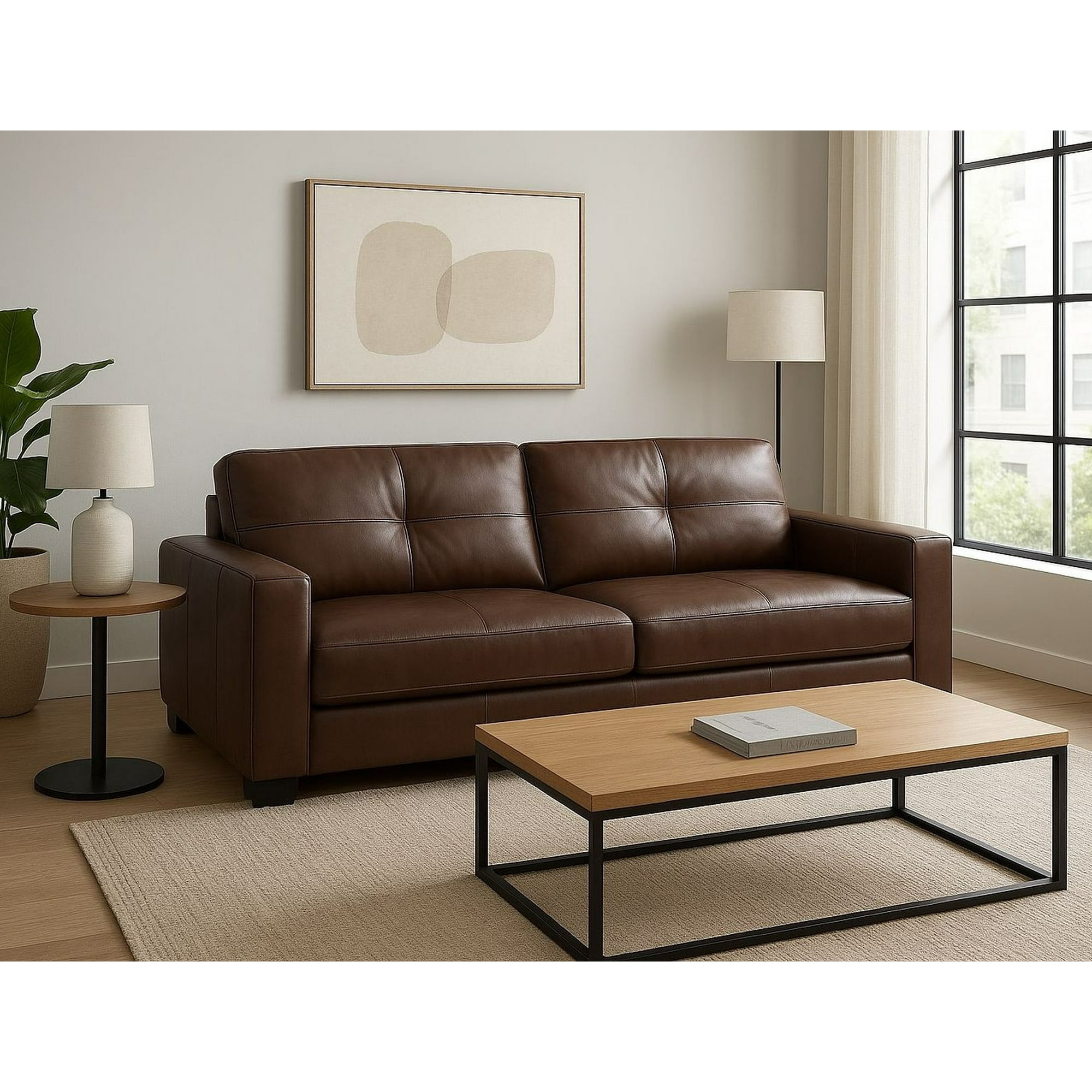 Amuv - Sofa De Cuero Ferrara 200 Cm Chocolate