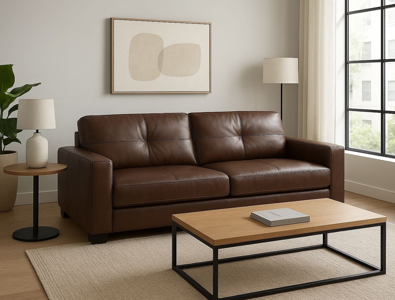 Amuv - Sofa De Cuero Ferrara 200 Cm Chocolate