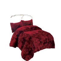 Genérico - Plumon Peludo 2 Plazas Rojo Jaspeado