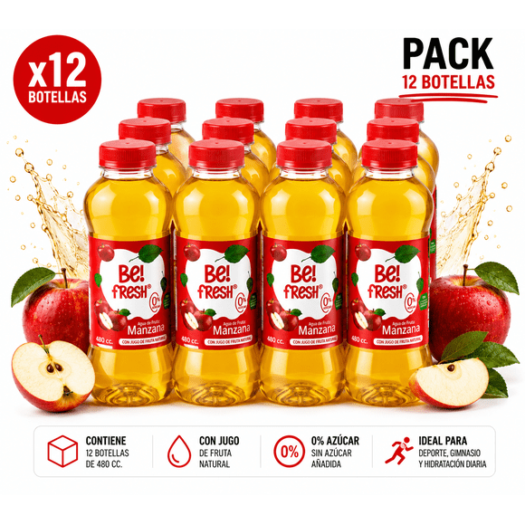 Pack 12 Agua de Frutas Be! fresh Manzana 480 cc