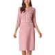 thumbnail image 1 of INSPIRE CHIC Vestido de mujer en línea A con contraste de color para usar en el trabajo con adornos de tweed S Rosa, 1 of 5