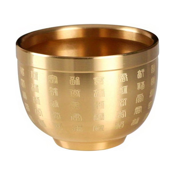 1pc Pure Brass Feng Shui Bowl, Chinese Character Treasure Bowl, Collectible Ornament Fu Bowl For Living Room Home Bedroom, Desktop Decor Gift