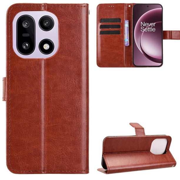 Funda tipo libro para OnePlus 15 5G, cartera todo‑en‑uno, funda multifuncional con tarjetero y correa de muñeca desmontable
