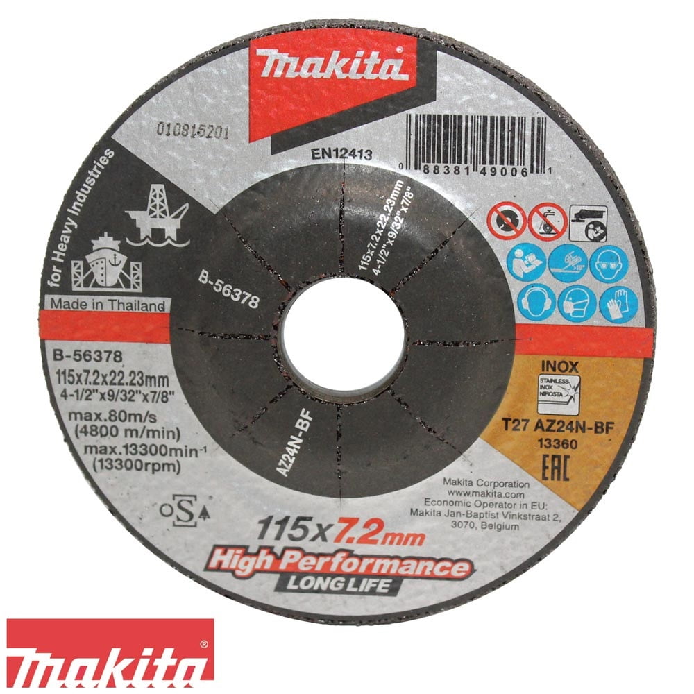 Makita - Disco Desbaste Metal/inox 115 X X7,2 X 22,23 Mm Az24n Hi- Trabajo Pesado