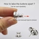 thumbnail image 2 of Alfileres para jeans, sin costura ni herramientas, 4 juegos de botones de repuesto, instalación sencilla, reutilizables y ajustables (plateados)., 2 of 6