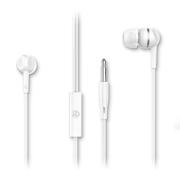 Auriculares con cable Motorola 105 con micrófono blancos
