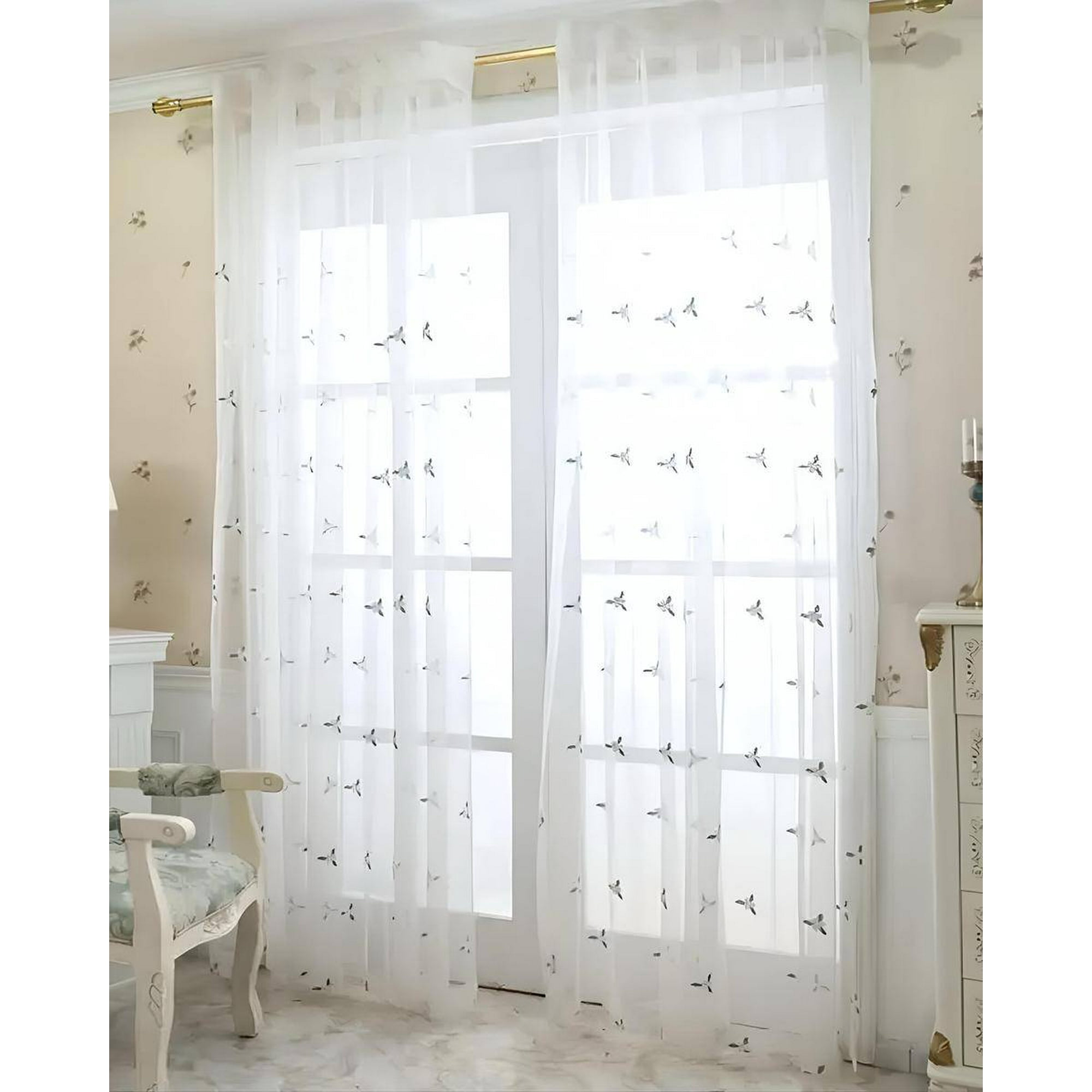 Genérico - 2 Panel De Cortina Visillo Transparente Con Textura 140x230cm