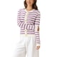 thumbnail image 4 of INSPIRE CHIC Suéter de Punto para Mujer con Botones a Rayas de Manga Larga Cárdigan Casual XL Blanco Púrpura, 4 of 5
