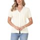 thumbnail image 1 of INSPIRE CHIC Blusas con Ojales para el Verano de las Mujeres Cuello en V Manga Corta Camisas de Punto con Botones S Beige, 1 of 6