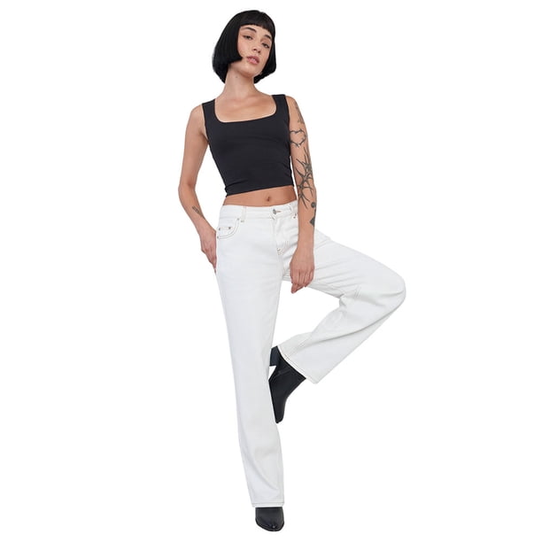 Jeans Mujer Straight Fit Noventero Blanco Corona