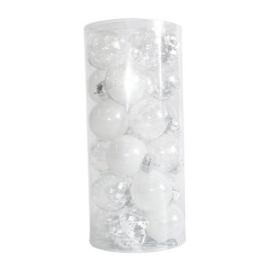 Magideal - 24 Piezas De Adornos De Bolas De Navidad, Decoración De De Navidad, Adornos Navideños Transparentes Para Mascotas, Decoración Colgante De Blanco