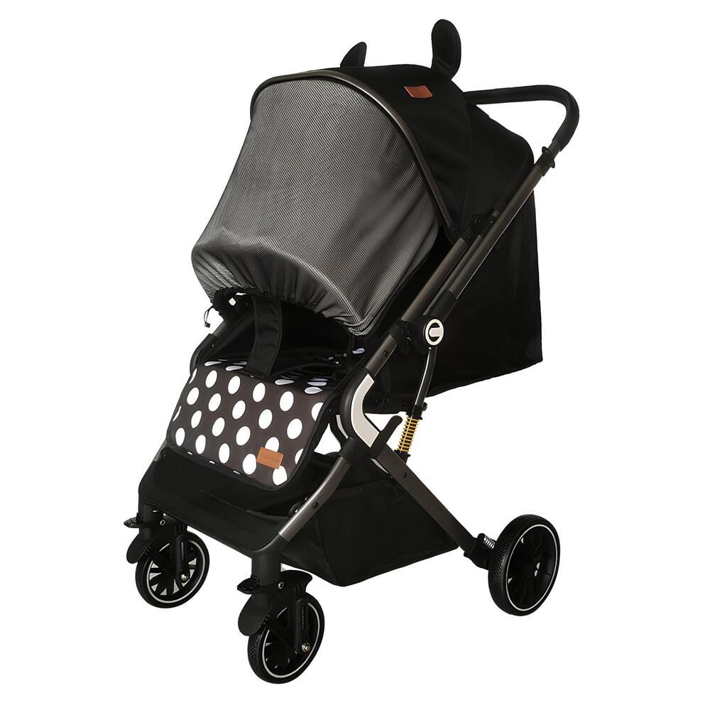 Coche De Paseo Reversible Multiposiciones By Lubabycas Negro Blanco