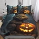 thumbnail image 1 of Juego de funda nórdica con estampado de gato negro de Halloween, animación por IA, juego de ropa de cama para niños y adolescentes, decoración de habitación, juego de ropa de cama de 3 pieza, 1 of 3