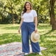 thumbnail image 3 of Agnes Orinda Jeans de Talla Grande para Mujer con Cintura Elástica y Cordón, Pantalones de Mezclilla Casuales de Pierna Ancha Chambray Palazzo con Bolsillos 4X Azul Oscuro, 3 of 8