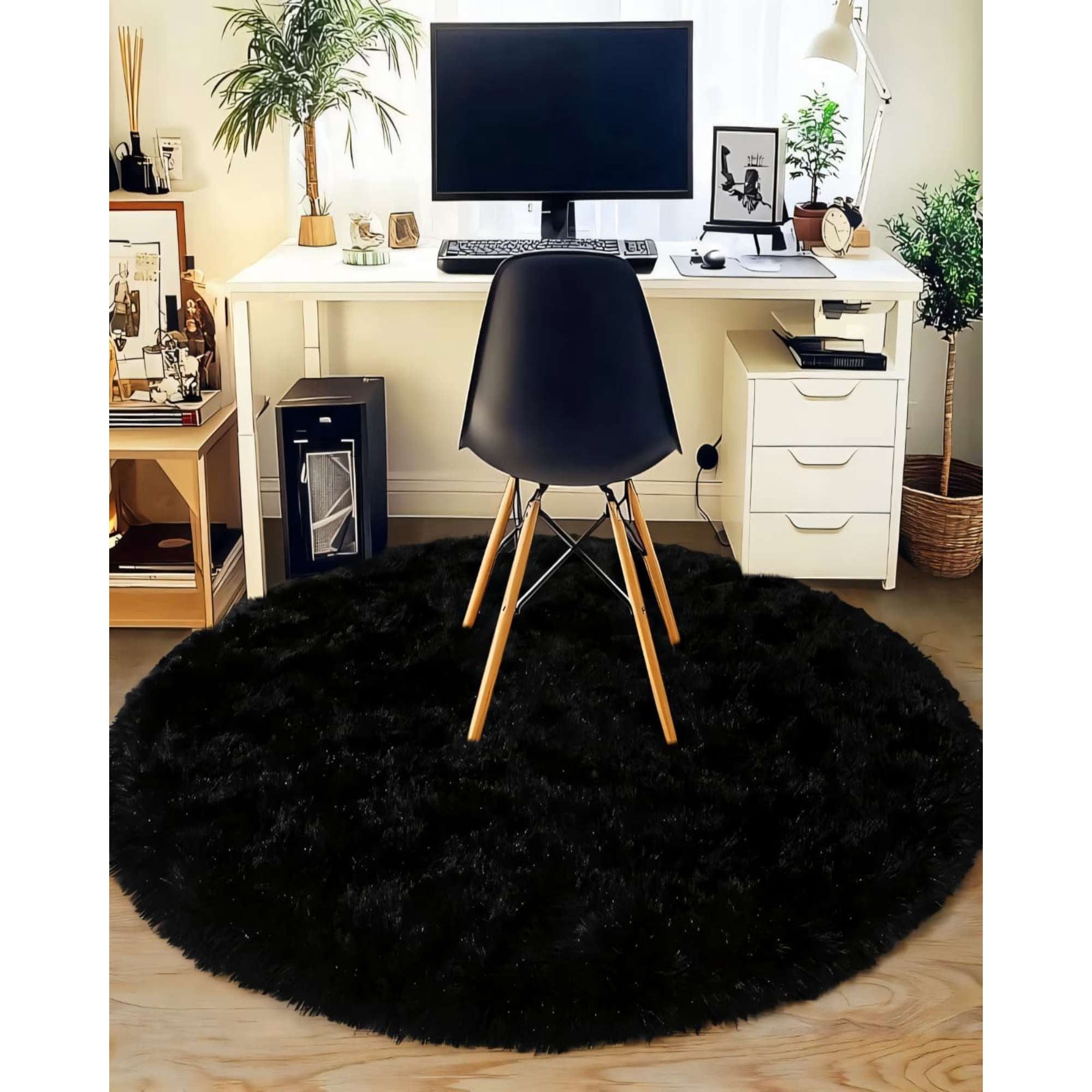 Imac Hogar - Alfombra Shaggy Redonda 150 Cm Pelo Suave Y Extra Confort