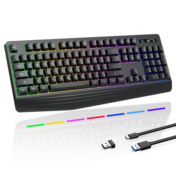 Teclado inalámbrico para juegos yesbeaut PC414 RGB retroiluminado a prueba de agua
