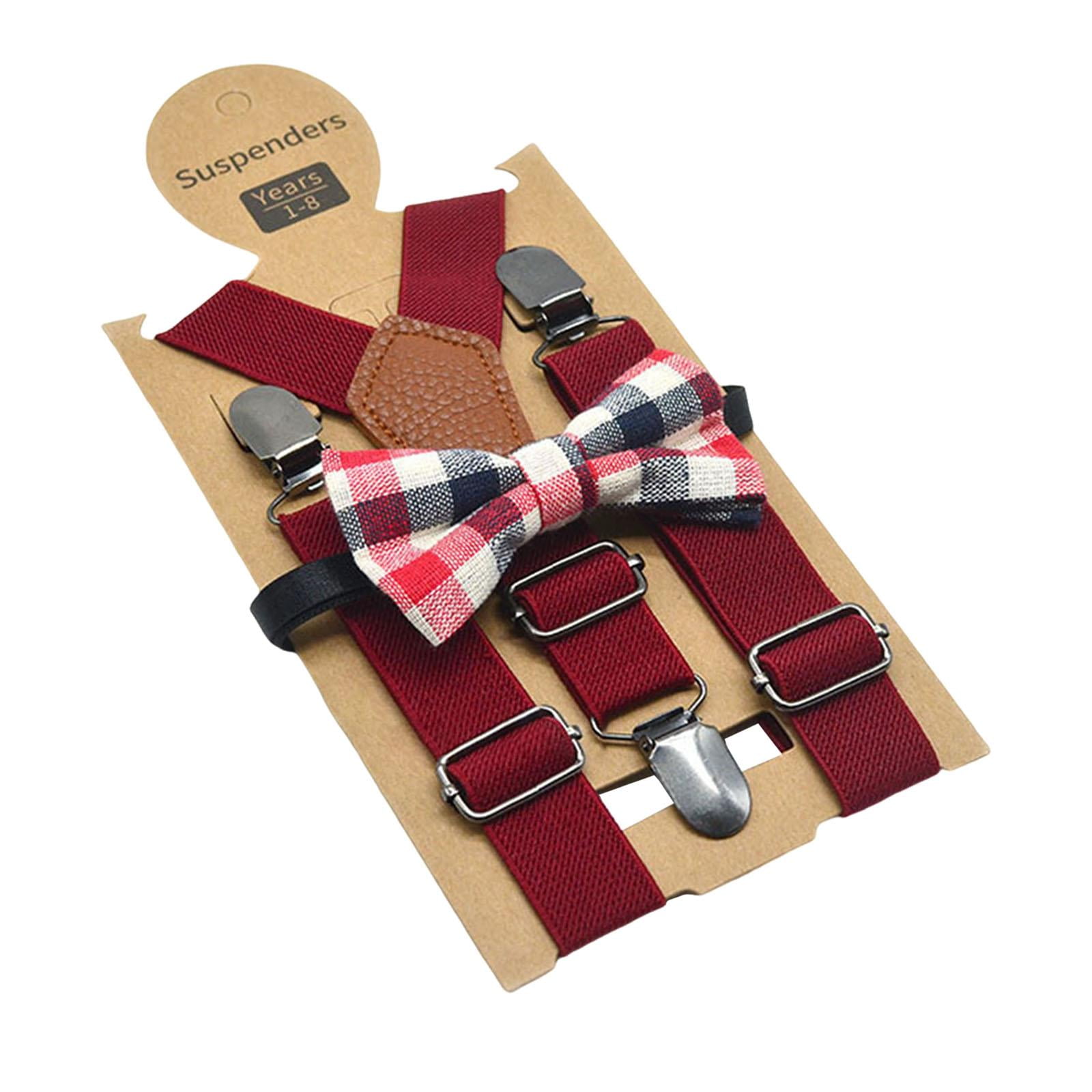 Magideal - Tirantes Para Niños Con Lazo En Forma De Y, Elásticos Y Ajustables, Con Clips Metálicos, De Poliéster Y Látex, Cómodos De Llevar, Adecuados Para Niños Borgoña