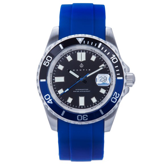 Reloj Nautis Interceptor con correas intercambiables y fecha, color azul marino