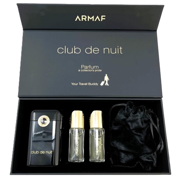 Set de Viaje Armaf Club De Nuit Intense M de 4 Piezas – Cítrico, Ahumado, Amaderado – Eau de Parfum para Hombre (12 ml Intense + 12 ml Precieux + Estuche de Lujo + Funda)